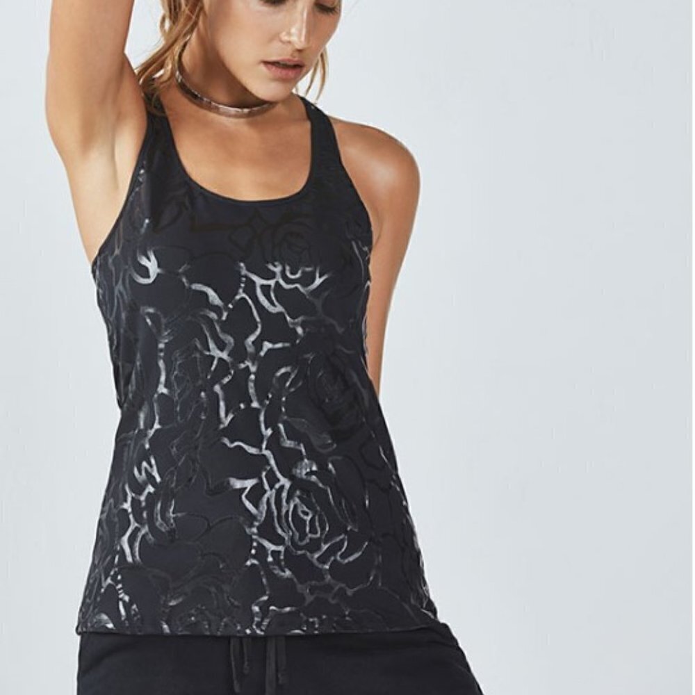 Fabletics - Eiffel Tank Rose Print/Black - Size S/6 - NWT